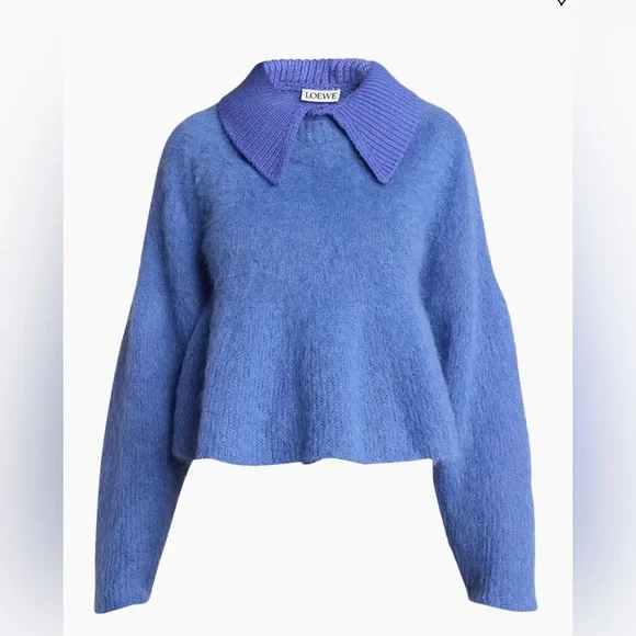 Loewe Mohair Polo Sweater Blue Size S - Picture 15 of 15